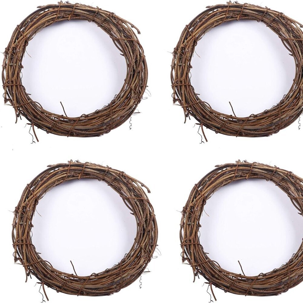 4 Pcs Wooden Grapevine Wreath, 8 Inch